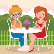 Girls friends in an outdoor cafe N2
