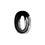 Number Zero 0 hand drawn with dry brush