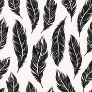 Abstract art Deco seamless pattern with feathers symbols N5
