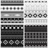 Set of black and white geometric seamless patterns N2