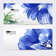 Two floral watercolor banners with anemones N2