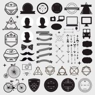 Huge set of vintage styled design hipster icons