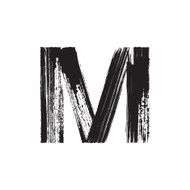 Letter M hand drawn with dry brush
