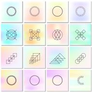 Abstract backgrounds with shapes outlines simple graphic geometric elements collection