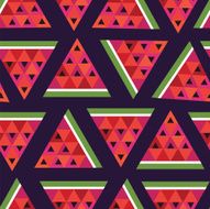 seamless vector geometric pattern with slices of watermelon