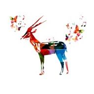Colorful vector gazelle background with butterflies