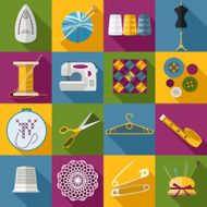 Handmade and sewing icons set Flat style design with long