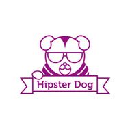 Vector hipster dog in sunglasses outline logotype