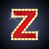 Letter Z in shape of retro sing-board with lamps