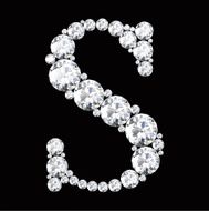 diamond letters with gemstones isolated on black N4