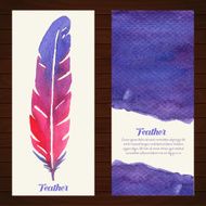 Elegant vector background with watercolor drawing feathers