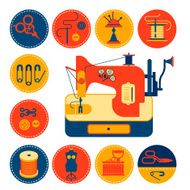 Set of icons with sewing and tailoring symbols