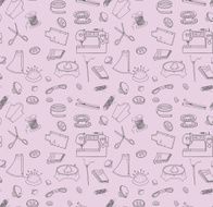 Sewing Set on Pink Background