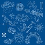 Vector Collection of Weather Signs in Fairytale Style N2