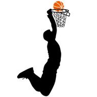 Black silhouettes of men playing basketball N4