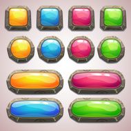 Set of cartoon colorful buttons N2