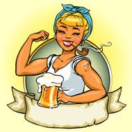 Retro Girl logo design Vector Pin Up Illustration N2