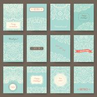 Set of perfect holiday templates with doodles tribal theme