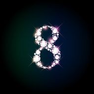 Diamond glittering number eight of sparkling brilliants