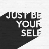 Just be your self lettering brick wall background typographic design