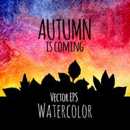Abstract hand drawn watercolor texture background with leaves N4