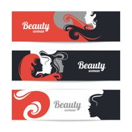 Banners with stylish beautiful woman silhouette Template design N2