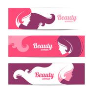 Banners with stylish beautiful woman silhouette Template design N3