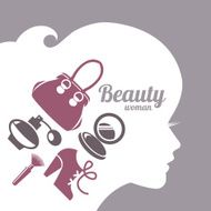 Fashion beautiful woman silhouette Shopping icons set N2