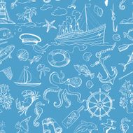 Nautical or marine themed seamless pattern