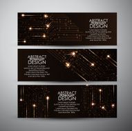 Vector banners set with Abstract Yellow lights technology background