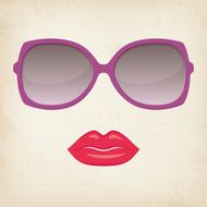 Woman lips and glasses