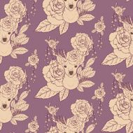 elegant seamless pattern with deer antlers and roses