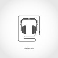 Musical instrument earphones flat icon