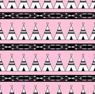 Seamless tipi illustration with arrows on pink background