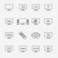 Set of TV line icons