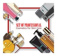 set of professional cosmetics for skin care