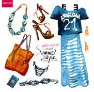 set of trendy look watercolor N3