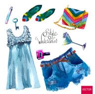 set of trendy look watercolor N4