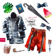 set of trendy look watercolor N5