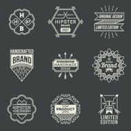 Retro design insignias logotypes set 6 Vector vintage elements