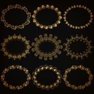 Vector set of gold decorative borders frame N11