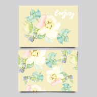 Decorative card Flowers painted in watercolor Hand lettering Seamless pattern