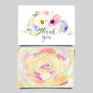 Decorative card Flowers painted in watercolor Hand lettering Seamless pattern N2