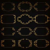 Vector set of gold decorative borders frame N12