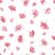 hand drawn watercolor flowers seamless vector pattern