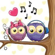 Two owls with headphones N2