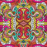 Multicolor swirl ethnic seamless pattern Abstract symmetry
