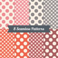 Set of Holiday Seamless Patterns with Polka Dot N2