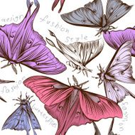 Vector seamless wallpaper pattern with swirl butterflies for des