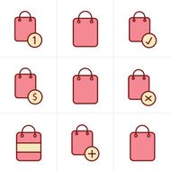 Icons Style Shopping bag icons on white background Vector illus